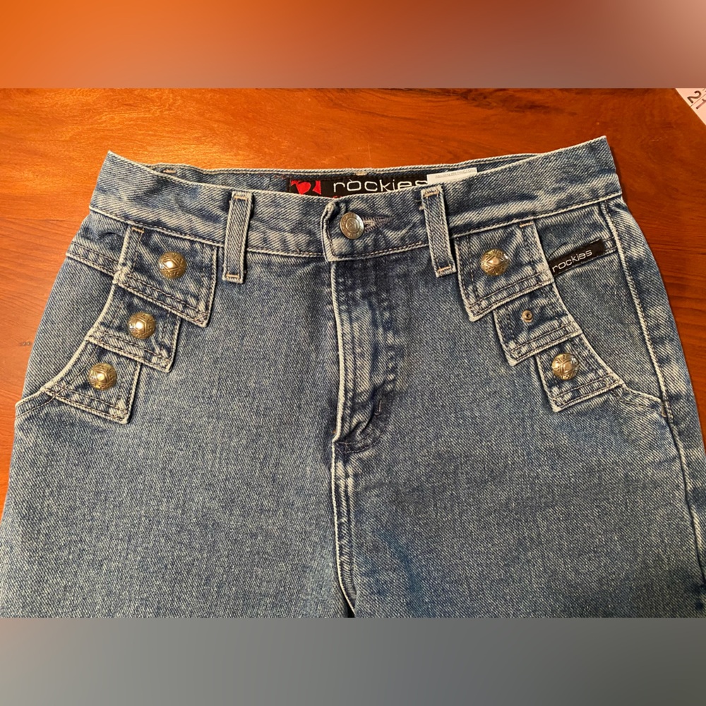 Vintage Rockies High Rise Blue Women's Jeans with Button Detail